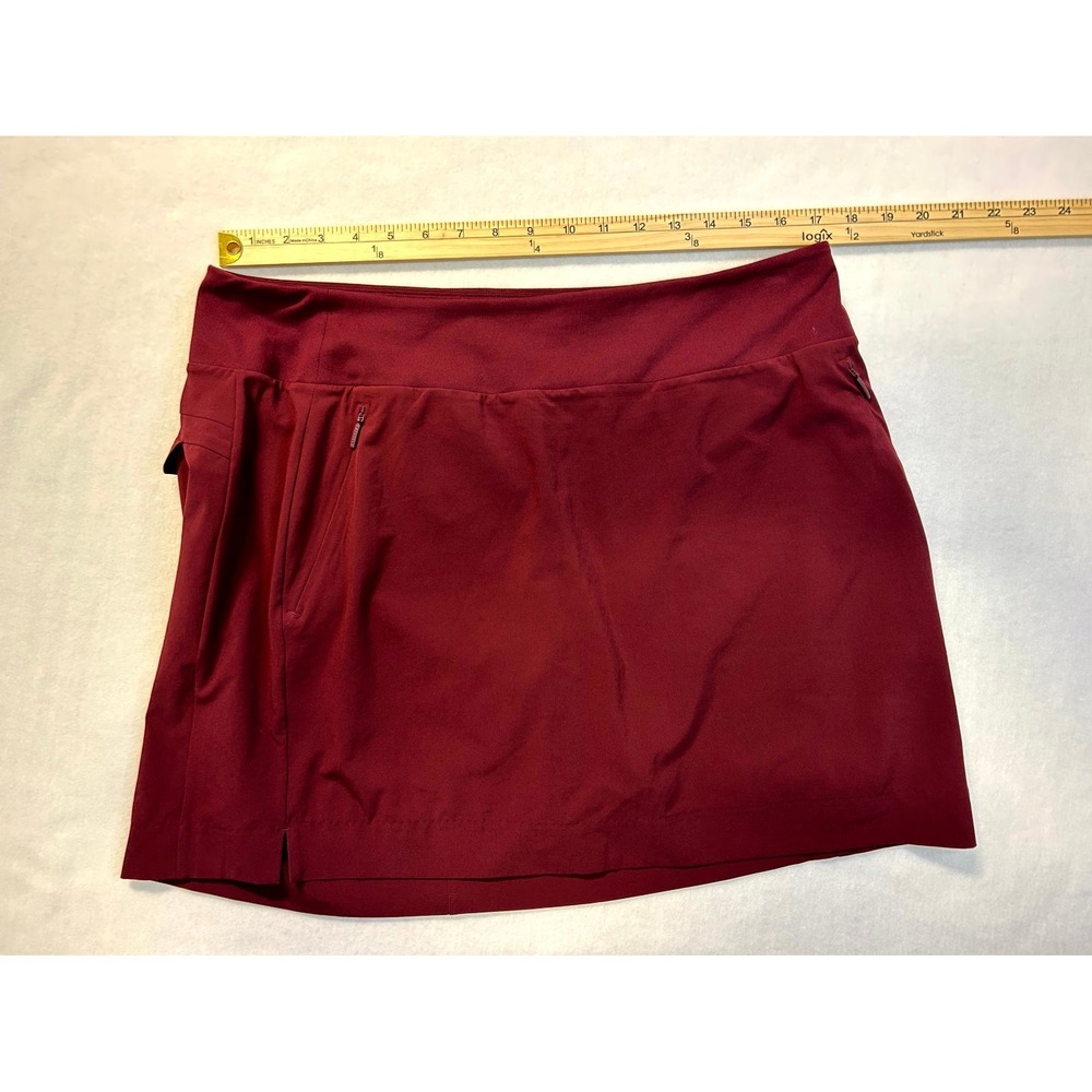 Athleta Soho Skort Wine Maroon Short + Skirt Zip Pockets Stretch Plus Size 16 - Picture 5 of 12